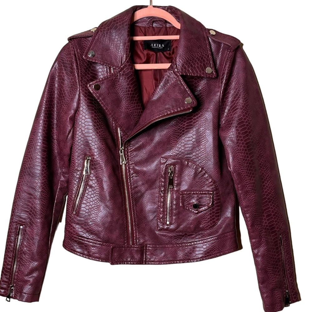 Women's Burgundy Leather Jacket